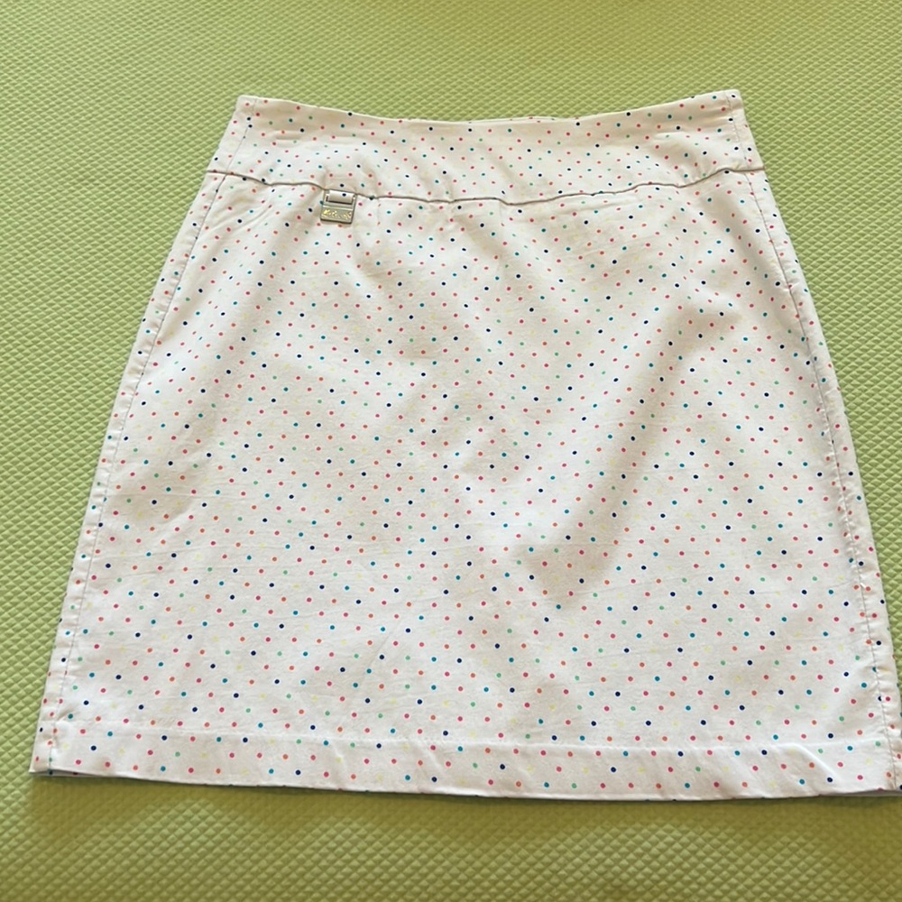 Lulu-B white skirt with mult color polka dot NWOT